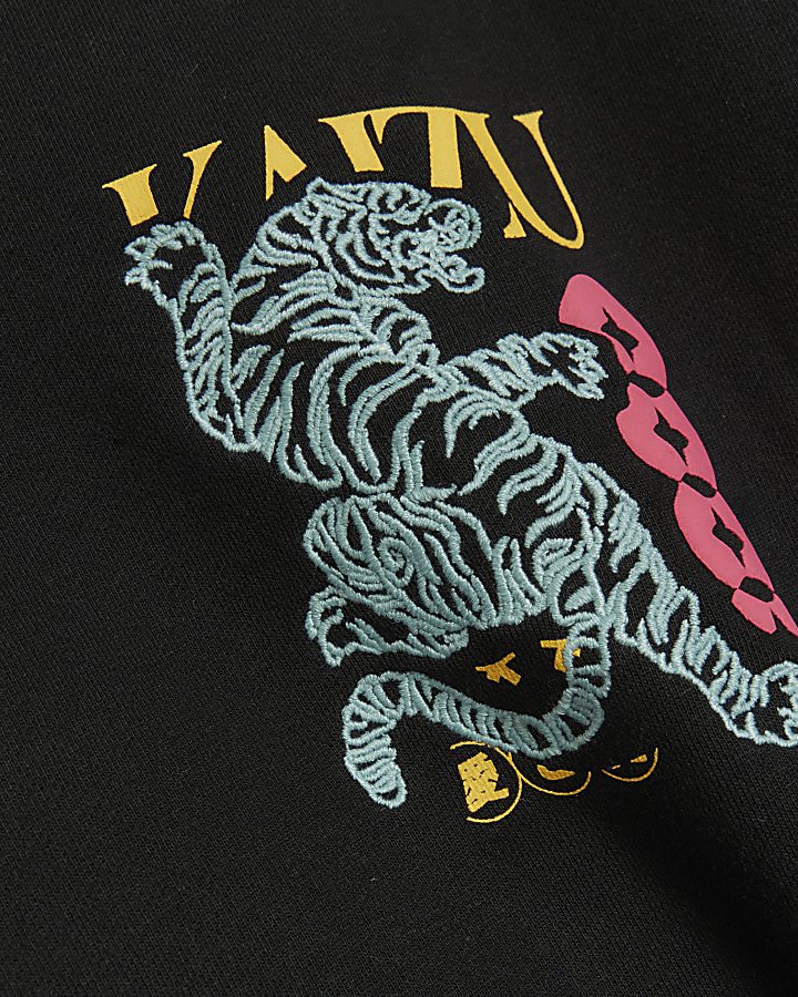 Black regular fit Japanese tiger sweatshirt