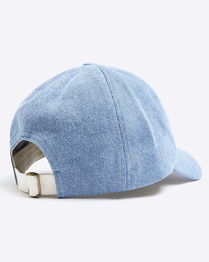 Washed blue denim cap