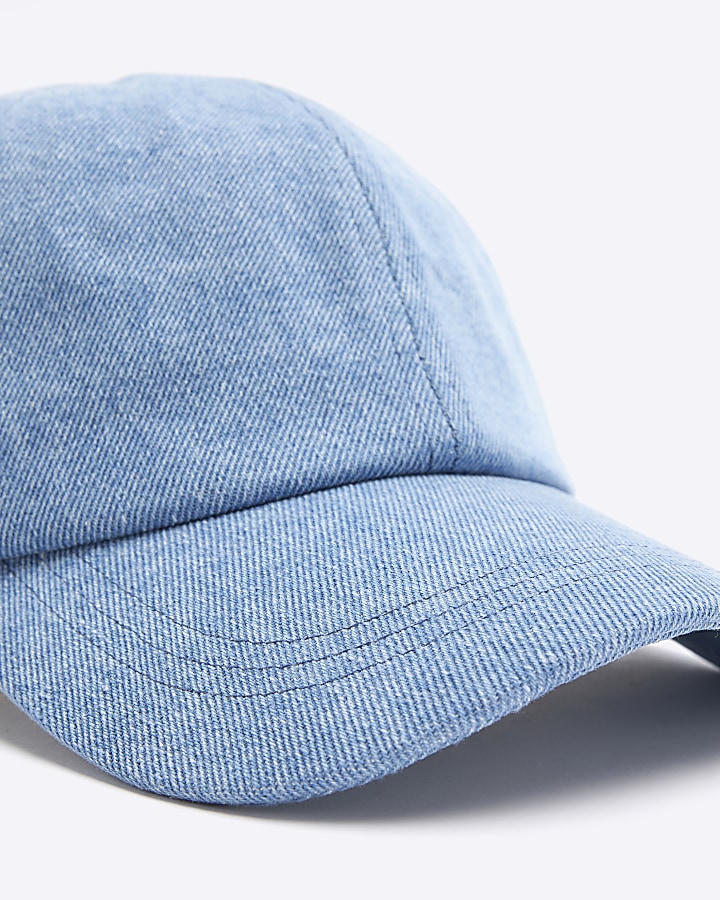 Washed blue denim cap