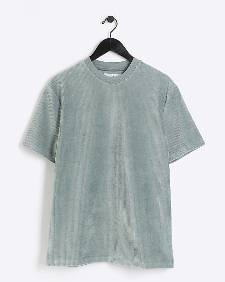 Green slim fit corduroy t-shirt