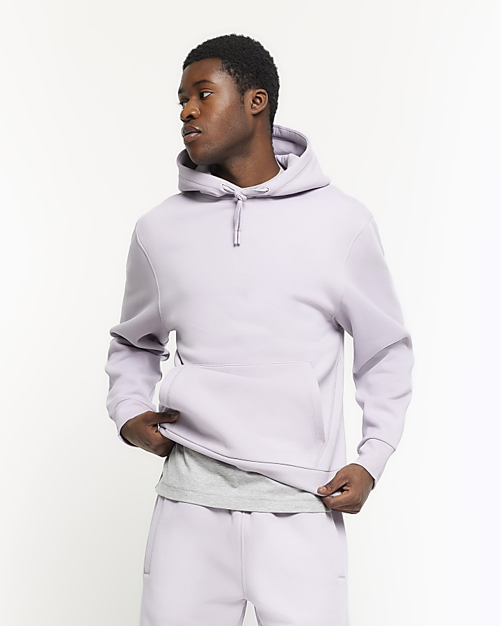 Purple regular fit plain hoodie