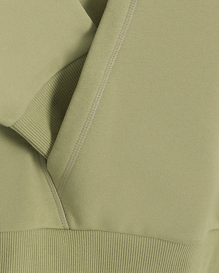 Green regular fit plain hoodie