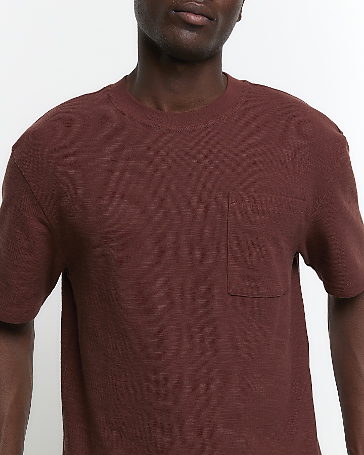 Rust regular fit pocket t-shirt