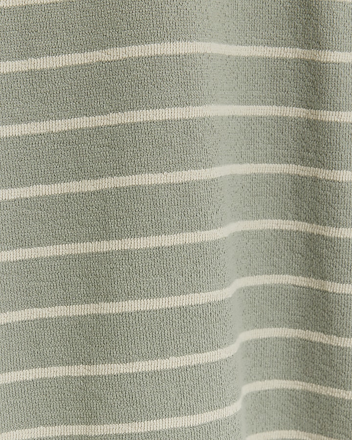 Green regular fit striped t-shirt