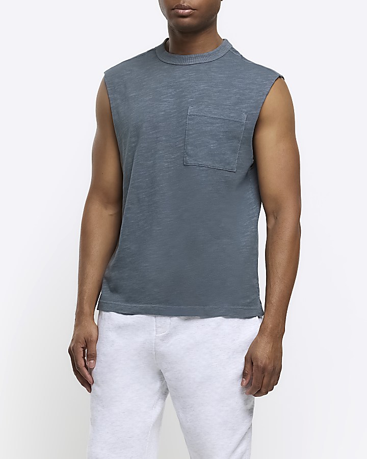 Grey regular fit pocket vest