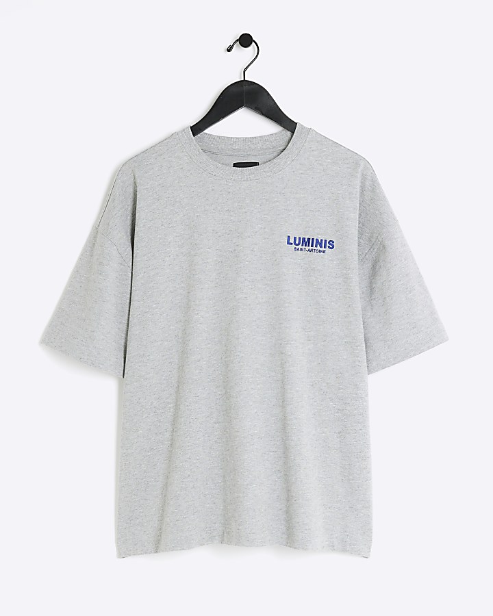Grey oversized graphic heavyweight t-shirt