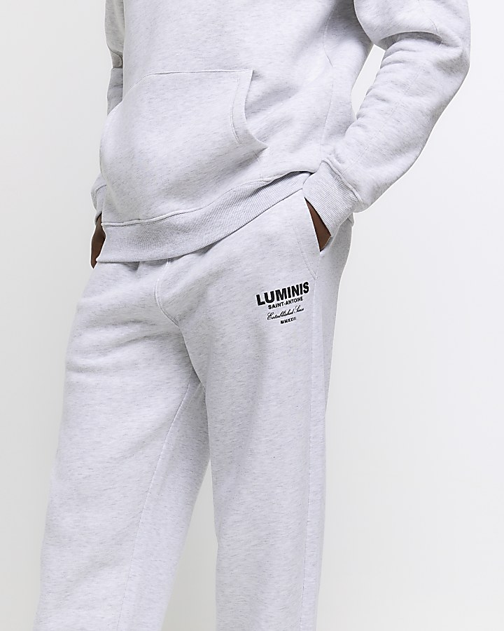 Grey regular fit graphic tracksuit joggers