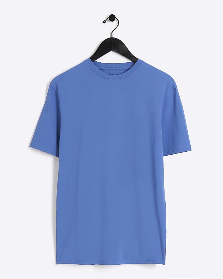 Blue Muscle Fit T-shirt | River Island