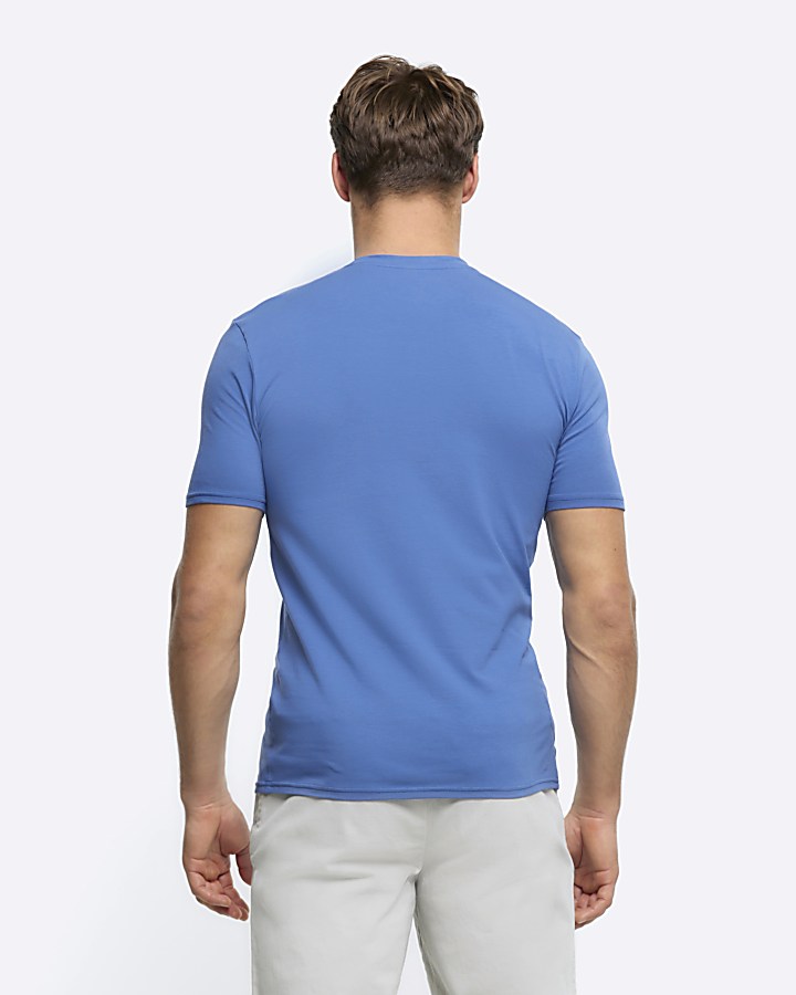 Blue Muscle Fit T-shirt | River Island