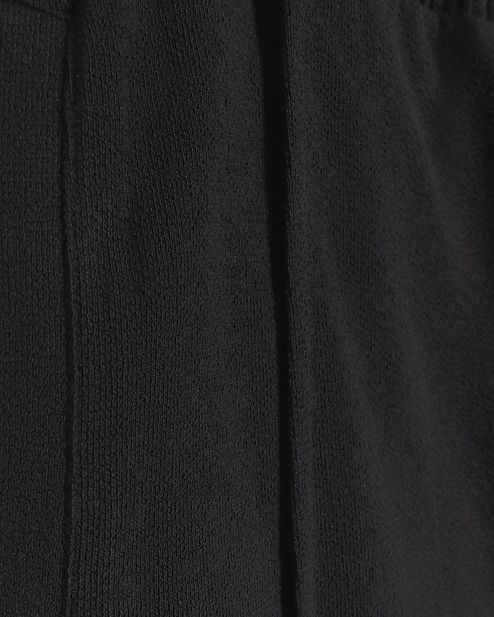 Black regular fit textured smart shorts