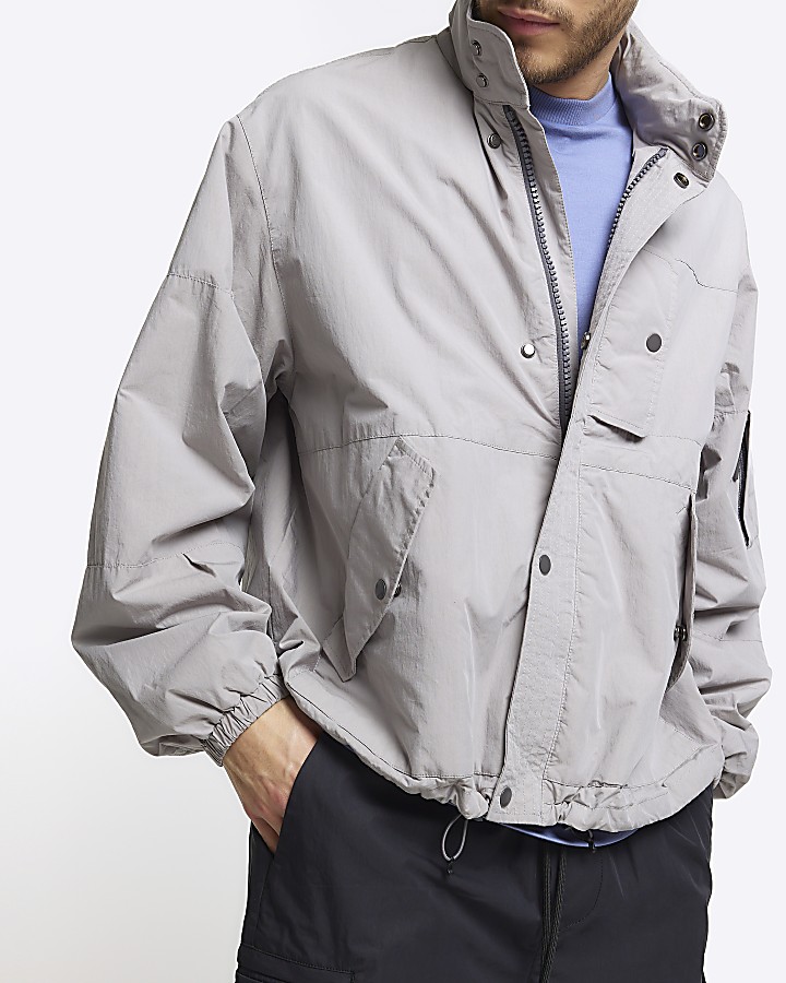 Grey regular fit parka jacket