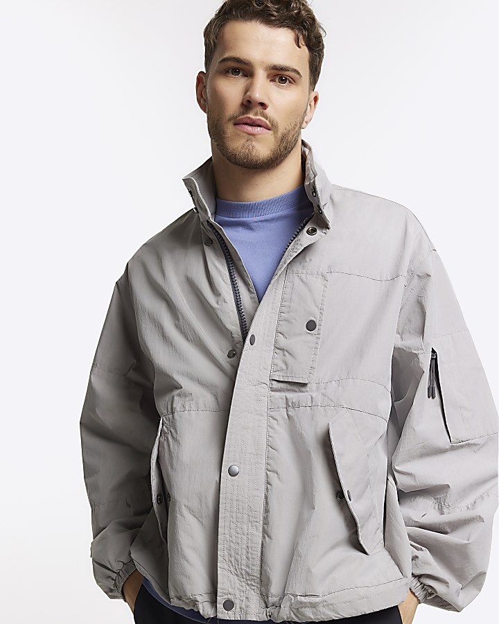 Grey regular fit parka jacket