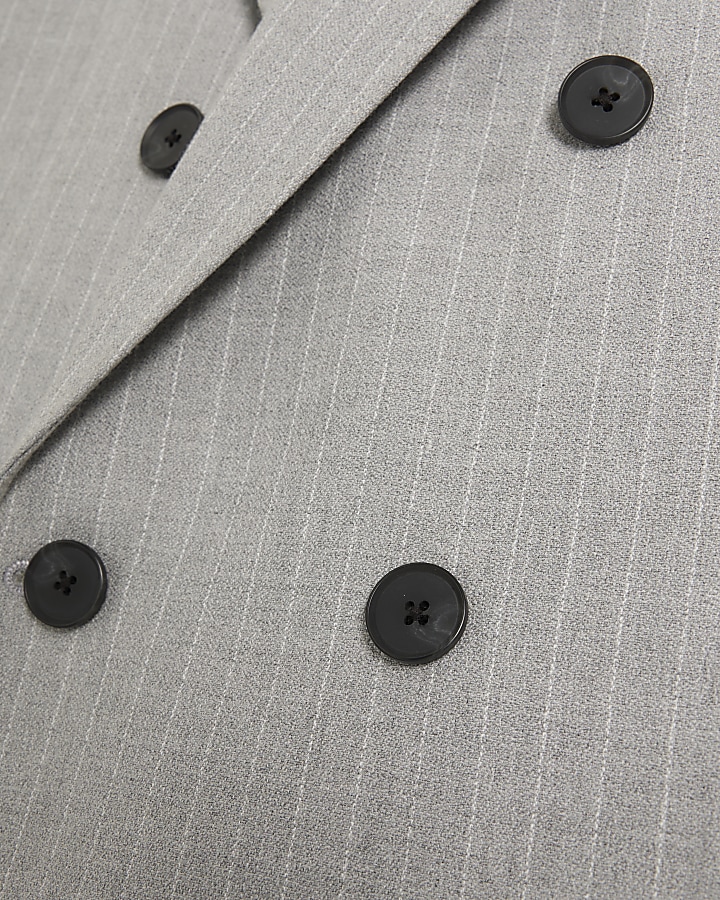 Grey slim fit Crepe Stripe Suit Jacket