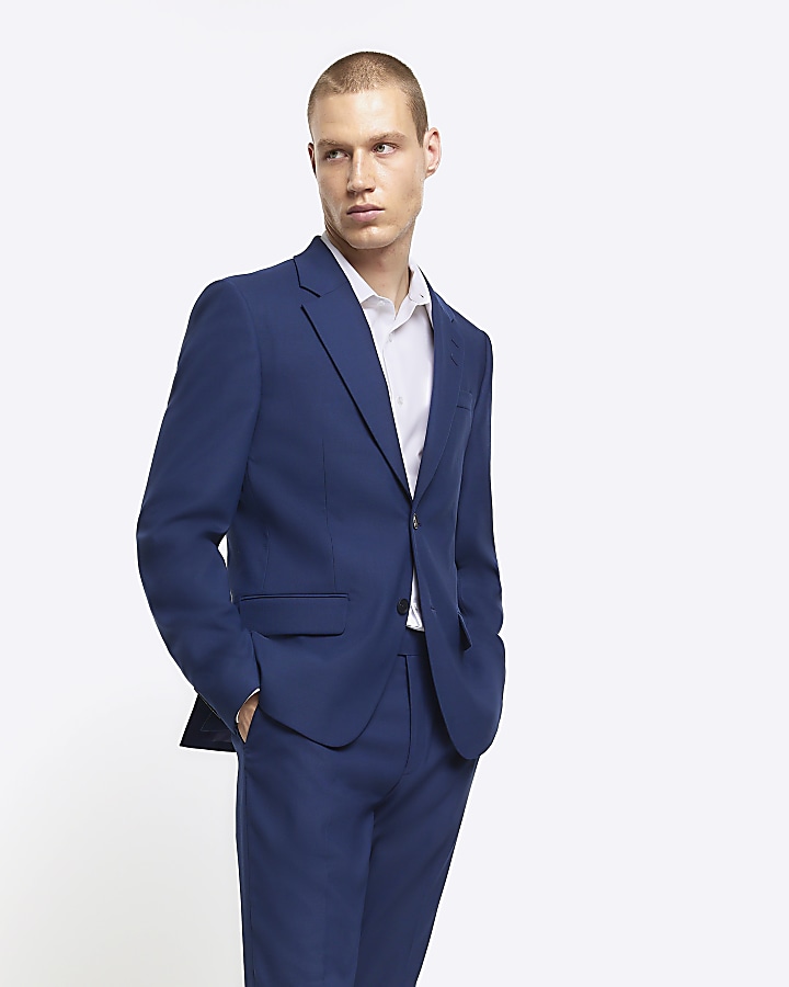 Blue slim fit suit jacket