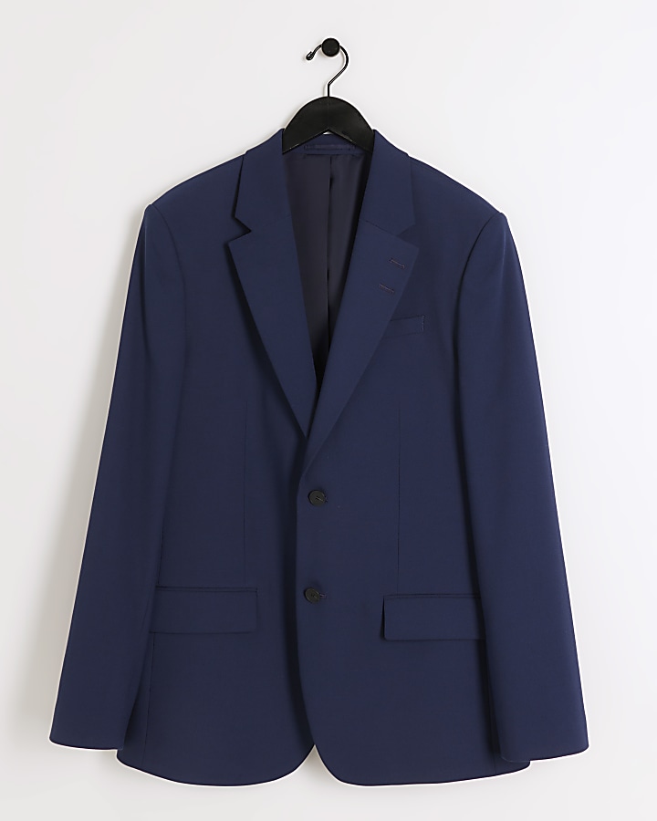 Blue regular fit suit jacket
