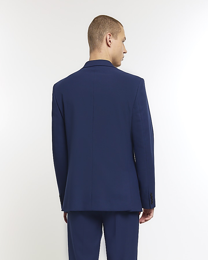 Blue regular fit suit jacket