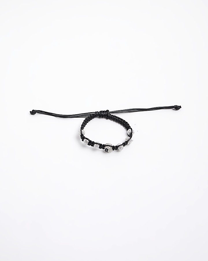 Black yinyang adjustable bracelet River Island