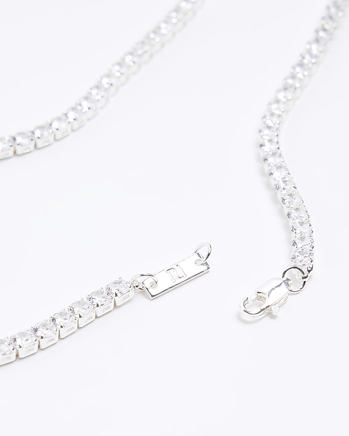 Silver plated diamante necklace
