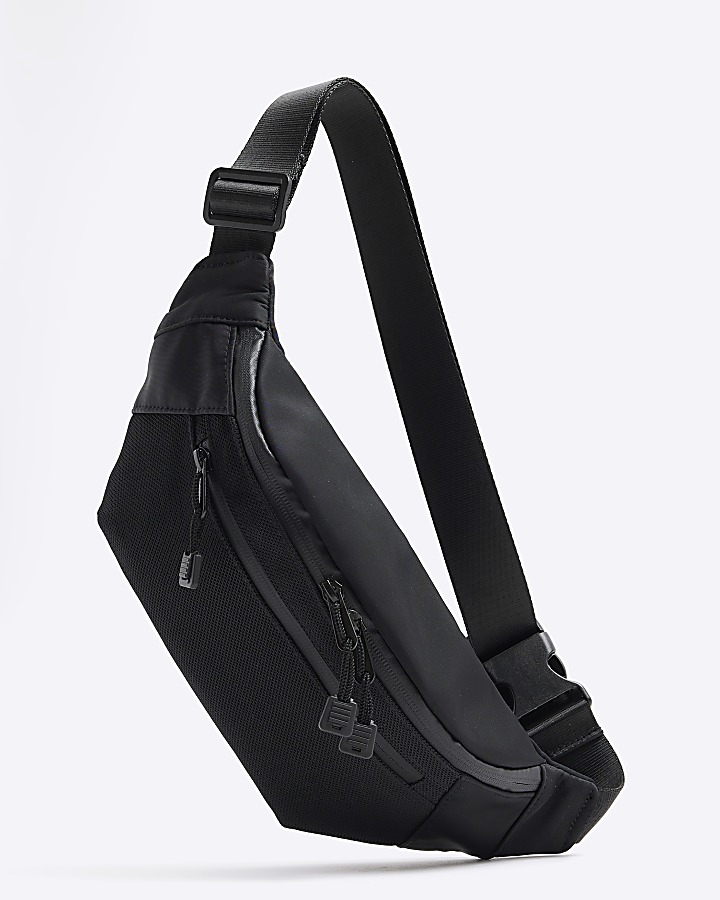 Black Double Zip Bum Bag