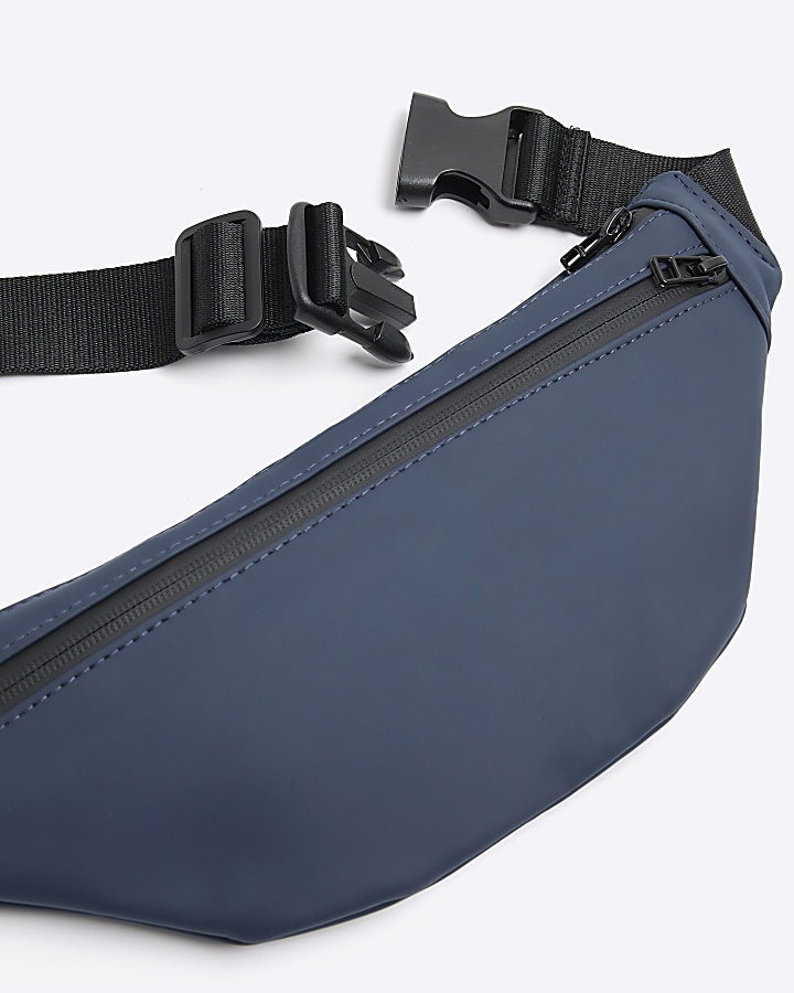 Navy Rubberised Zip Bum bag