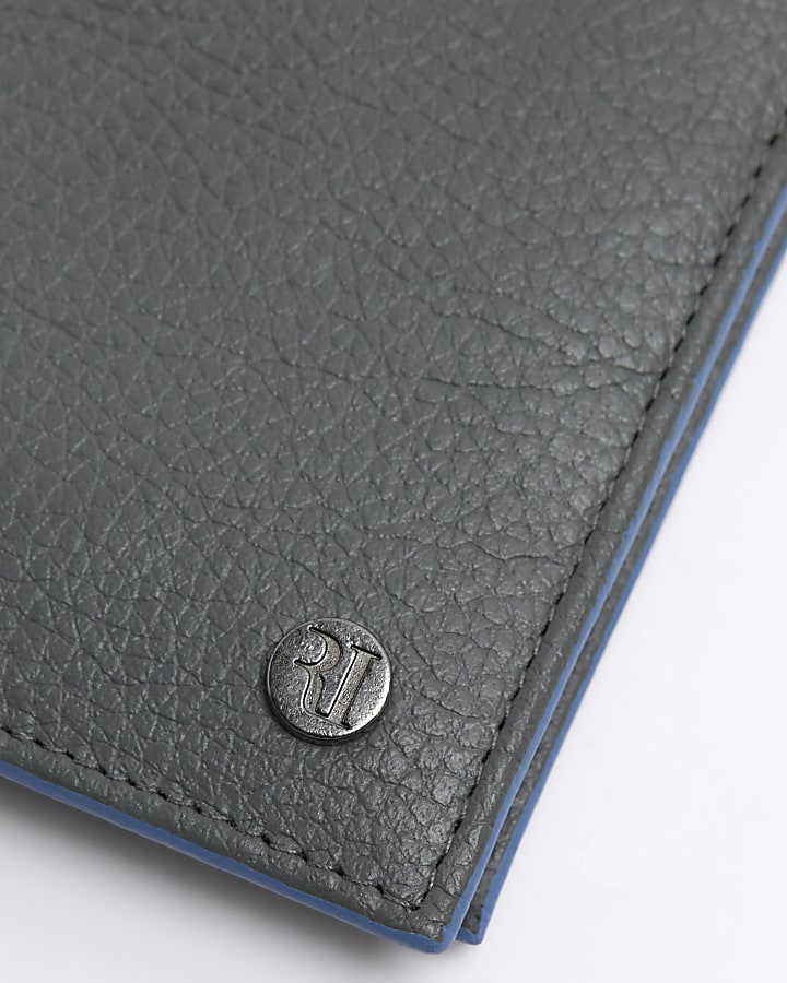Grey pebbled leather wallet River Island