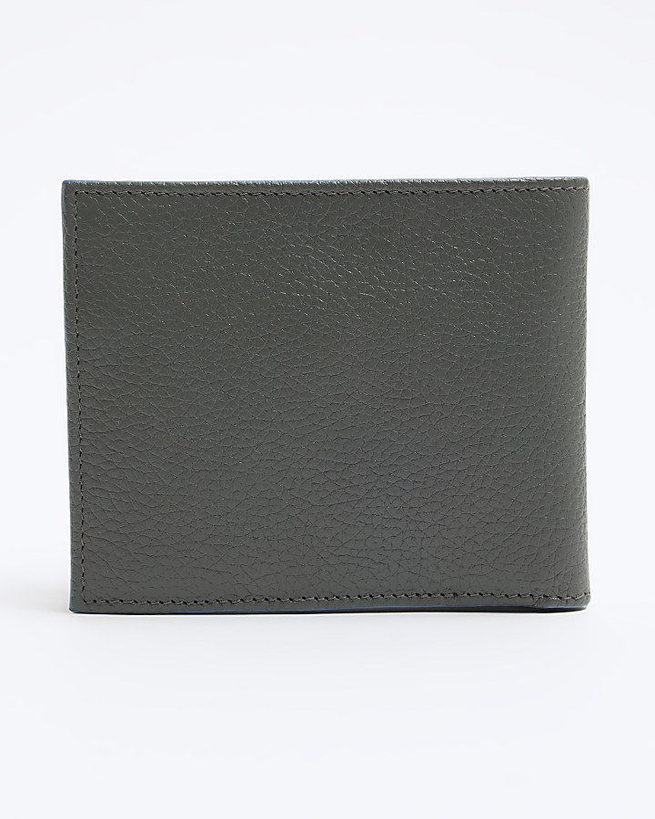 Grey pebbled leather wallet