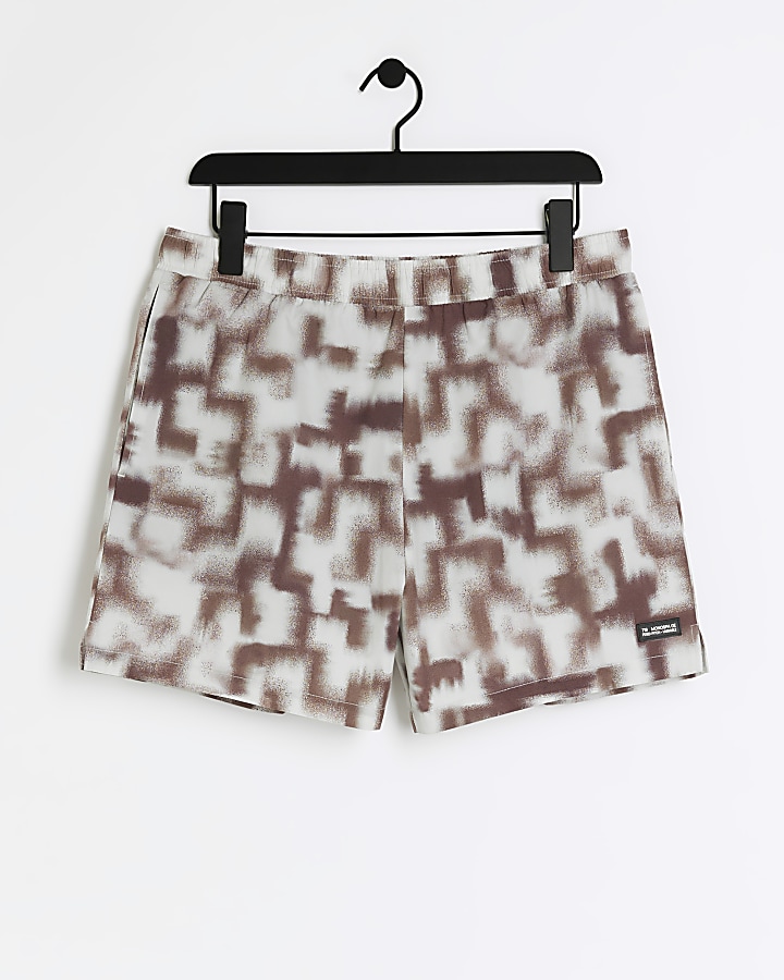 Brown slim fit monochrome swims shorts