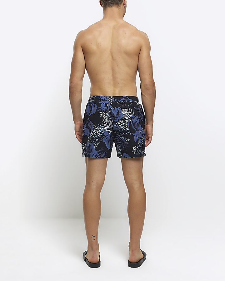 Blue regular fit botanical print shorts | River Island