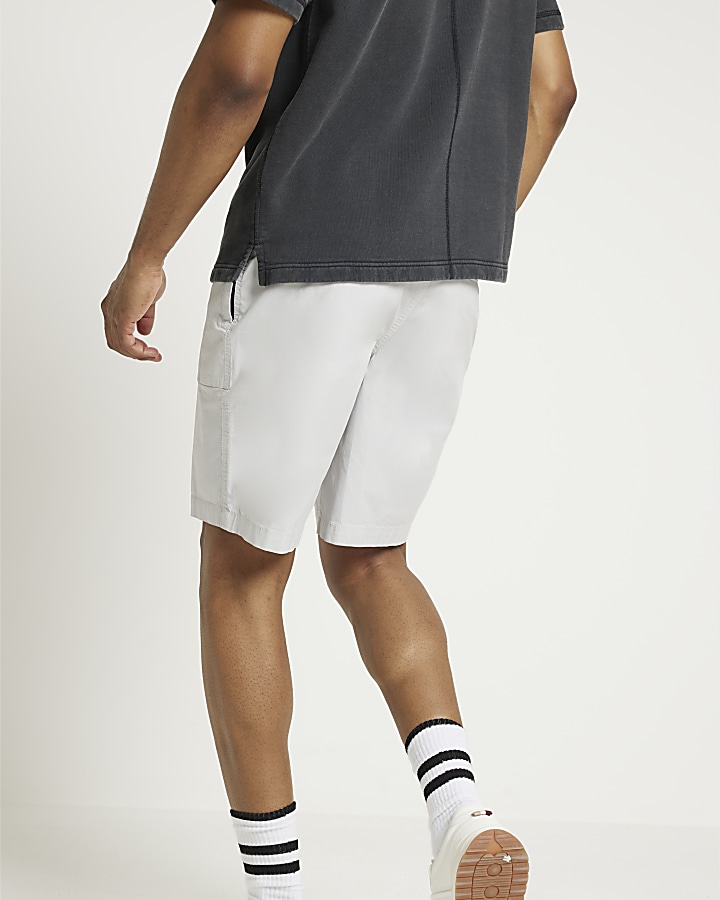 Grey slim fit casual workwear shorts