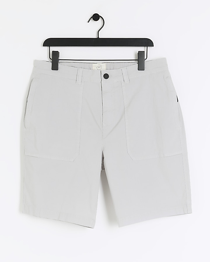 Grey slim fit casual workwear shorts
