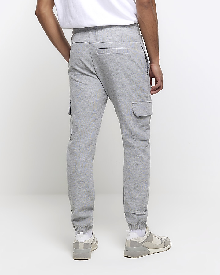 Grey slim fit smart cargo joggers River Island