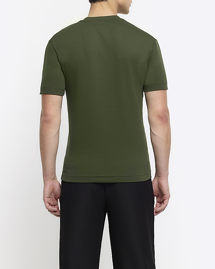 Green muscle fit RI studio rib t-shirt