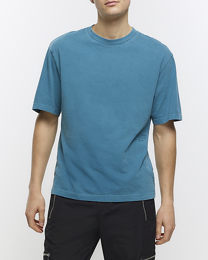 Washed blue oversized fit t-shirt