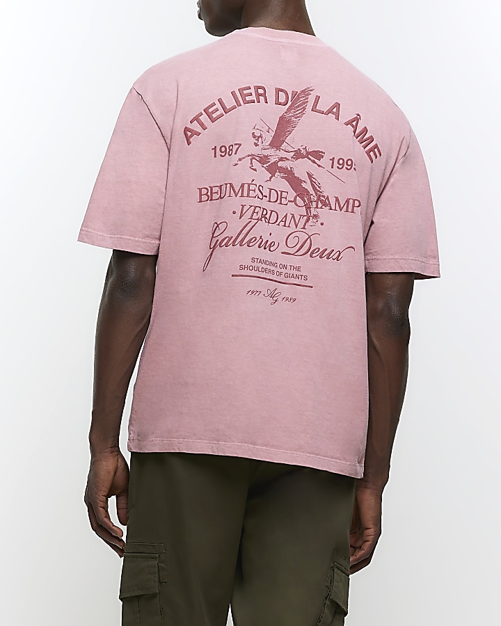 Washed pink oversized fit graphic t-shirt