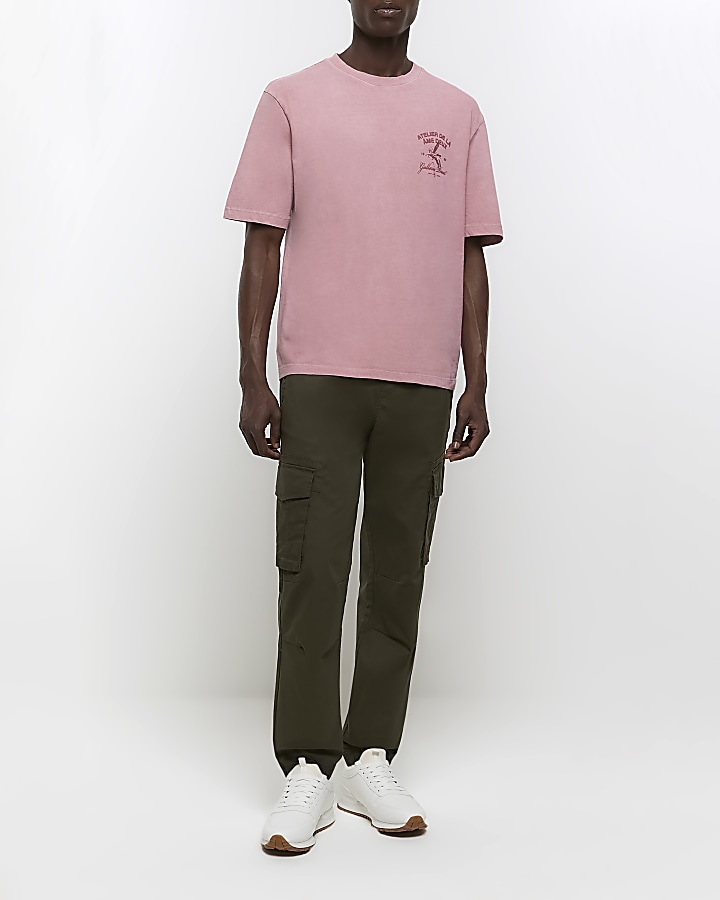 Washed pink oversized fit graphic t-shirt