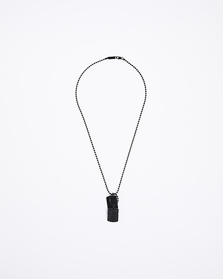Black tag necklace