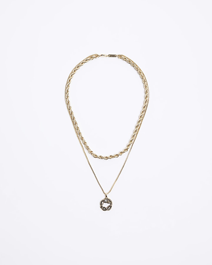 Gold colour snake pendant necklace