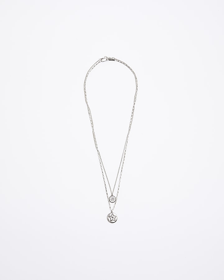 Silver colour star pendant necklace