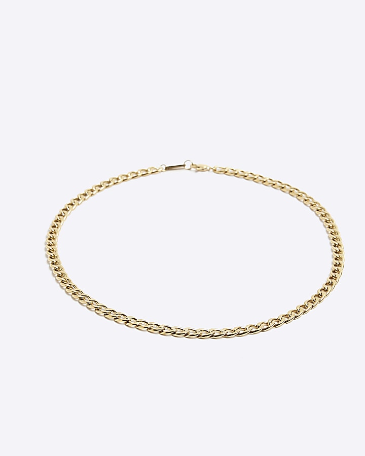 Gold steel chain necklace