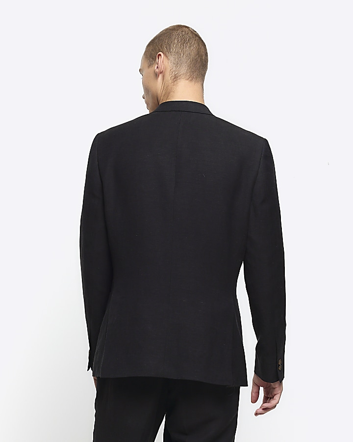 Black slim fit Linen blend blazer