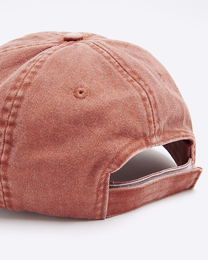 Washed rust embroidered cap