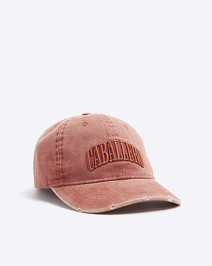 Washed rust embroidered cap