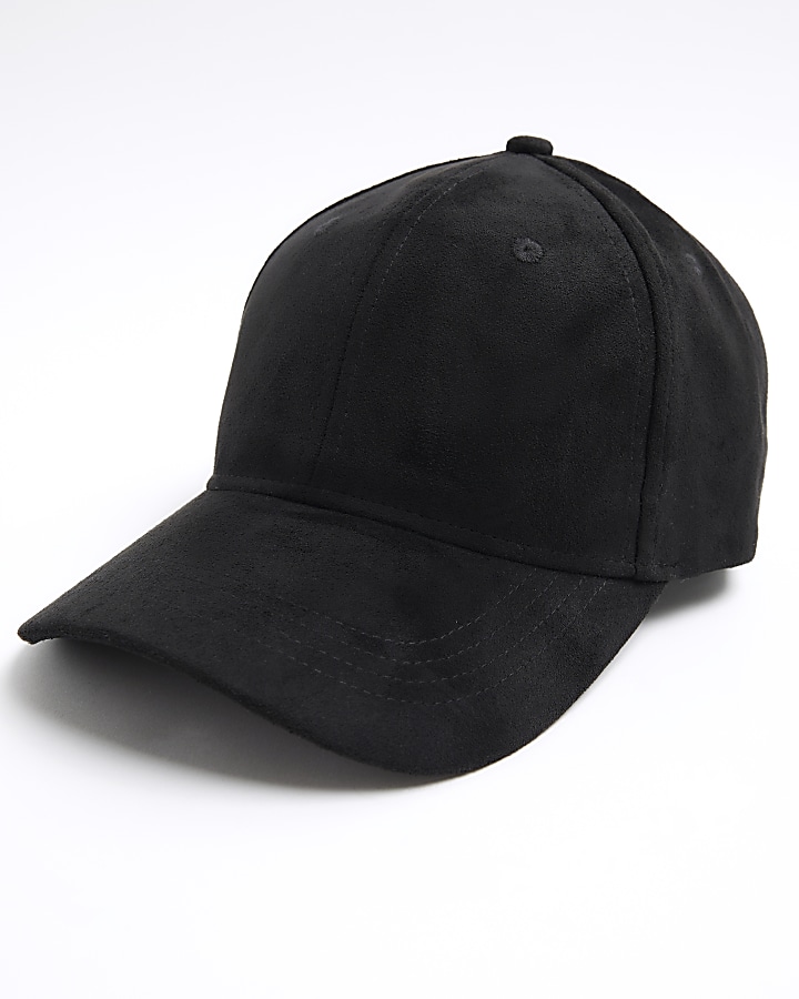 Black suedette cap River Island