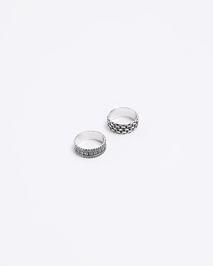 2PK silver colour weaved rings