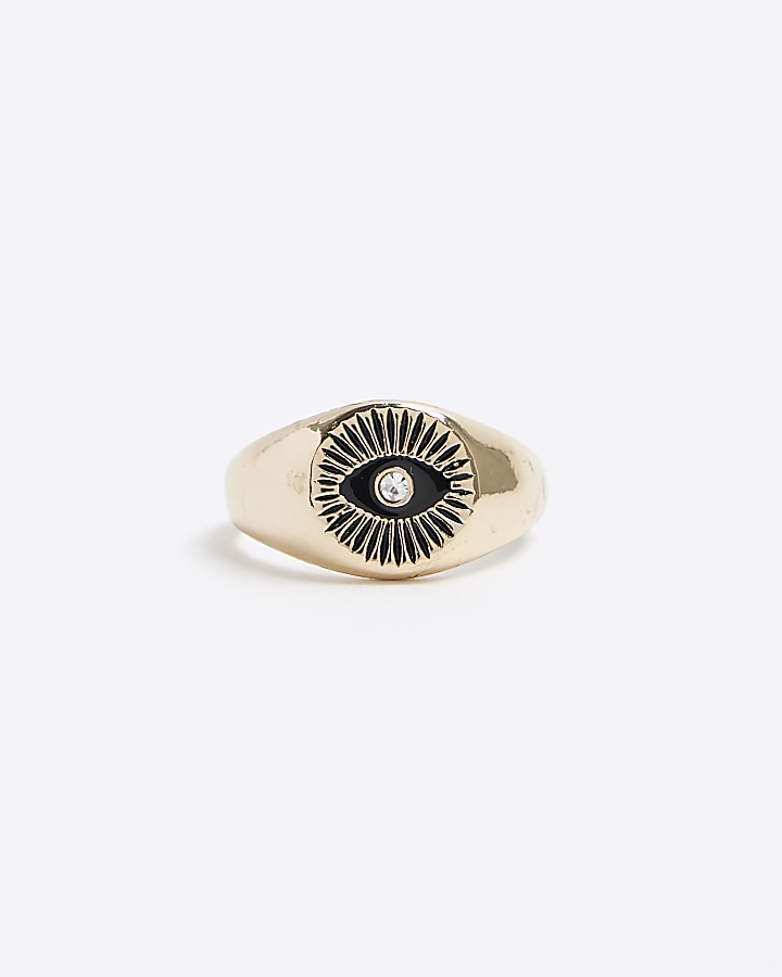 Gold Colour Eye Signet Ring