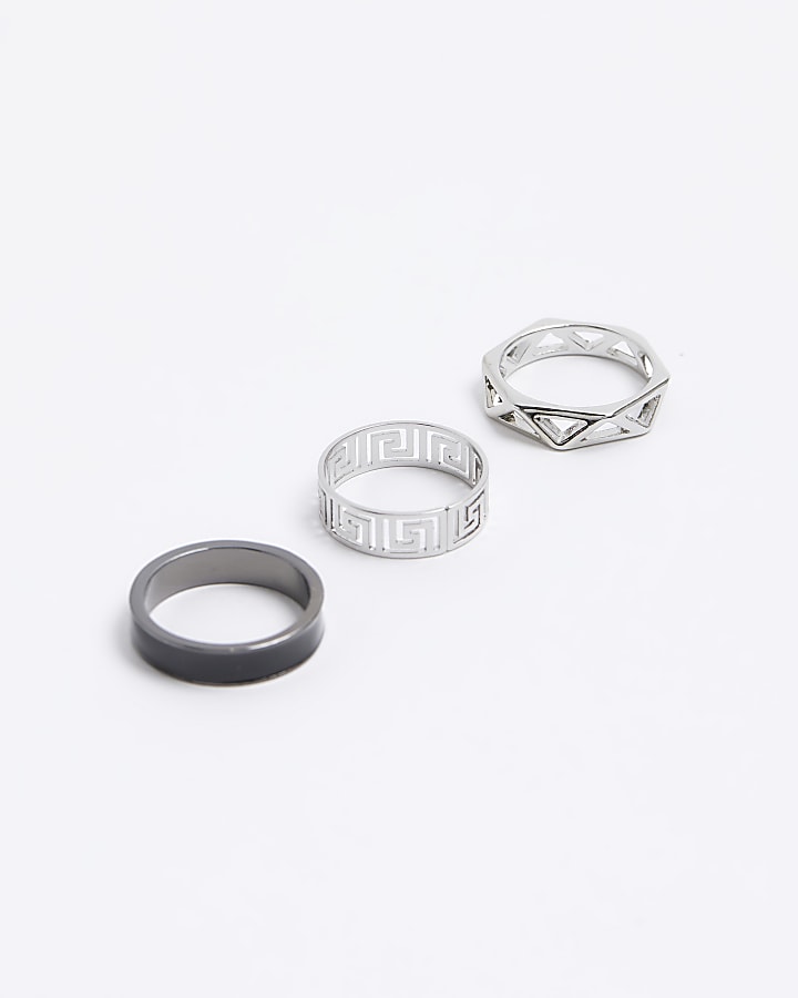 3PK silver colour cut out ring