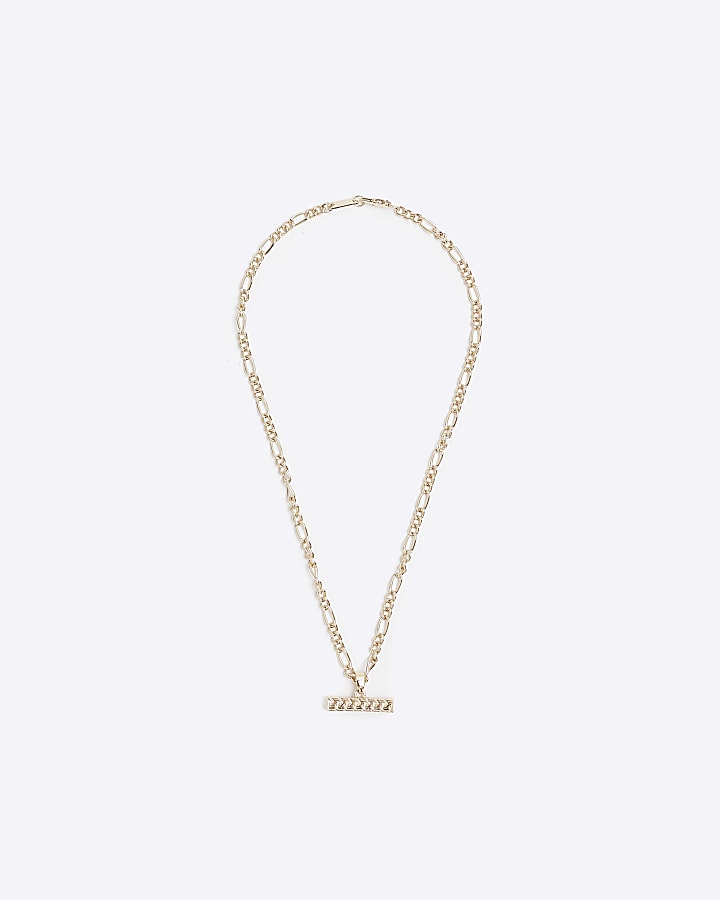 Gold plated T bar necklace