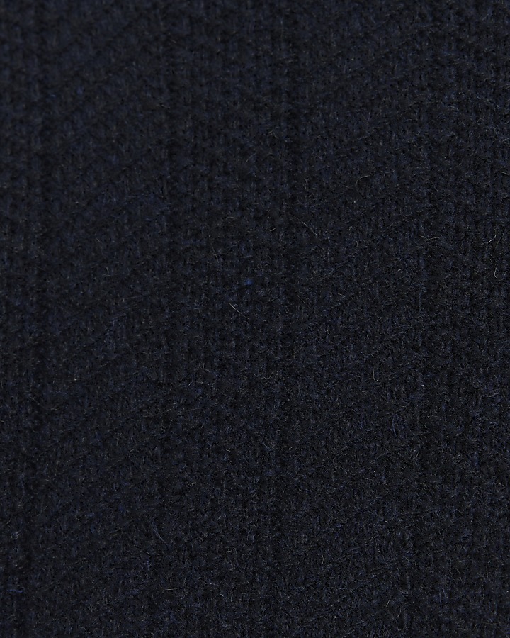 Navy slim fit wool blend crew jumper