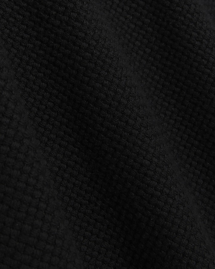 Black slim fit textured knit t-shirt