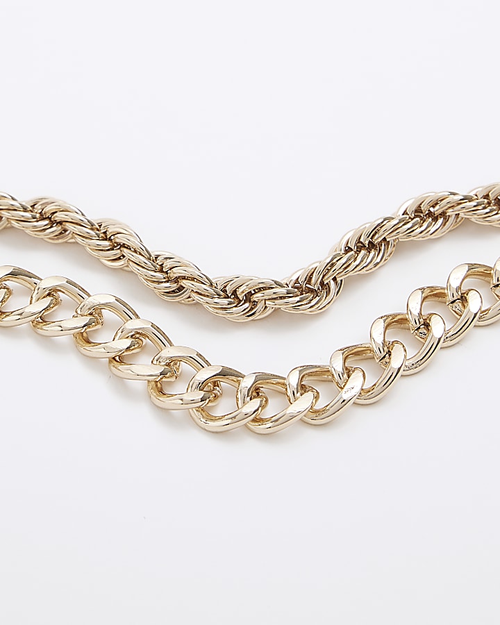 2PK gold colour chain bracelets